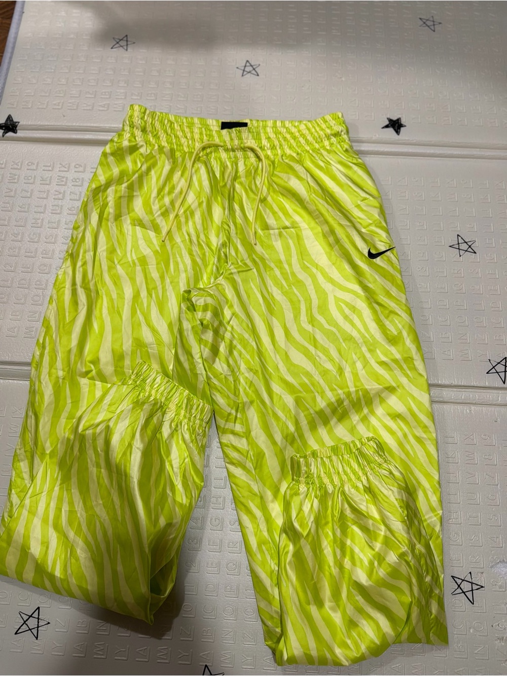 Nike Neon Lime Zebra Print Windbreaker Pants